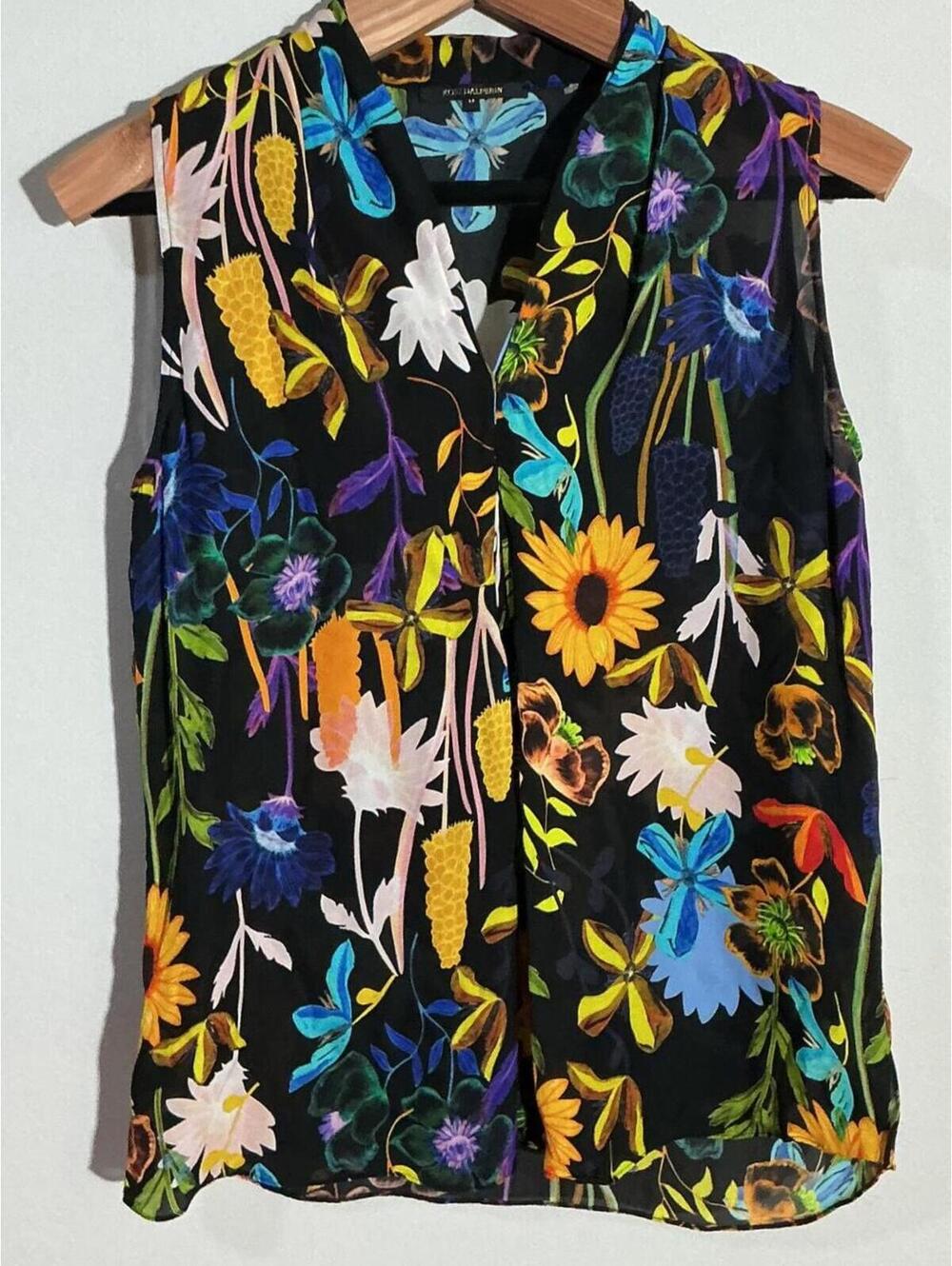 Kobi Halperin “Lorena” Silk-Blend Sleeveless Blouse, Size Medium - Picture 2 of 10